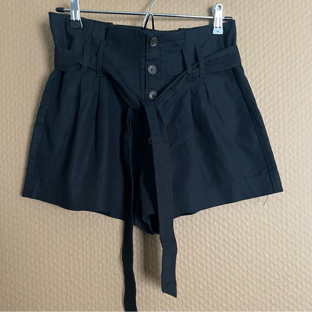 Abercrombie & Fitch Black High Waist Women's Linen Shorts